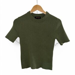 Truth by Republic Olive Green Ribbed Knit Short Sleeve Top Size M